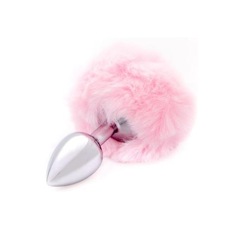 Imagen48 Plug Anal Metalico chico con Pompon Rosa (PMC-PP-R) - Imagen 1