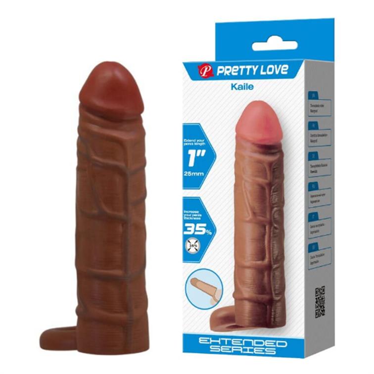 Imagen27 Pretty Love - Funda Extensora Morena de 1 pulgada con Anillo Testicular (PL-FA-05) - Imagen 1