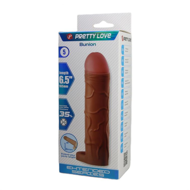 Imagen49 Pretty Love - Funda Extensora de 1 pulgada Moreno con Anillo Testicular (PL-FA-01-M) - Imagen 1