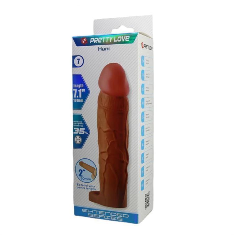 Imagen54 Pretty Love - Funda Extensora de 2 pulgadas Moreno con Anillo Testicular (PL-FA-02-M) - Imagen 1